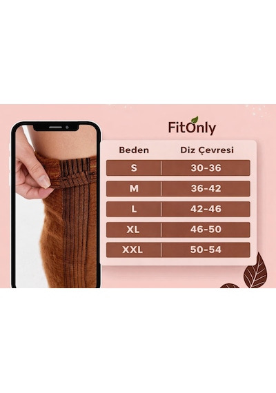 Fitonly Yün Termal Dizlik 47 Cm Soğuk Havalara Karşı Diz Isıtıcı 1 Çift Kahverengi