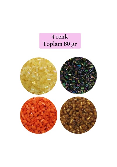 Kesme Cam Boncuk 2mm - 4 Renk - Toplam 80 Gram - Bnc435
