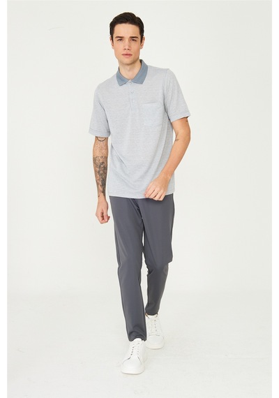 Antrasit Polo Yaka T-shirt Füme