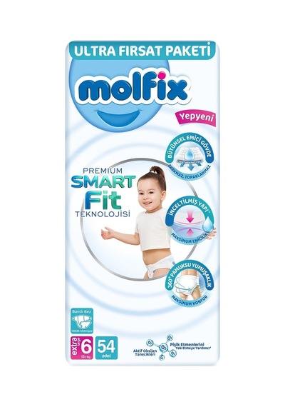 Molfix Premium Smart Fit Bebek Bezi 6 Beden 15+ Kg Extra Large 6 Numara