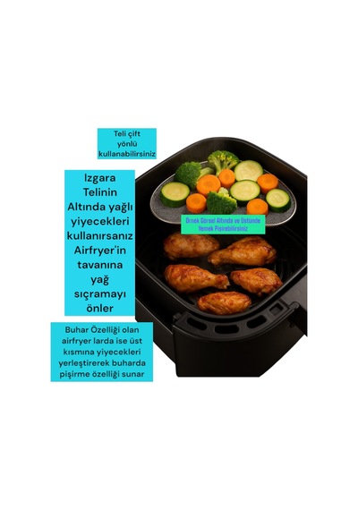 Philips Uyumlu Airfryer 3000 Serisi Hd9257/80 Xl 5.6 Lt Fritöz Buhar Izgarası Ve Yağ Önleyici Aparat