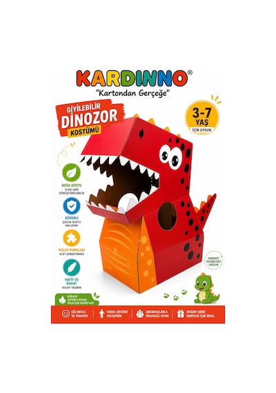 Kardinno Dino Rexo Eğitici Oyuncak Karton Giyilebilir Çocuk Kostümü Etkinlik Parti Kostümü Çok Renli