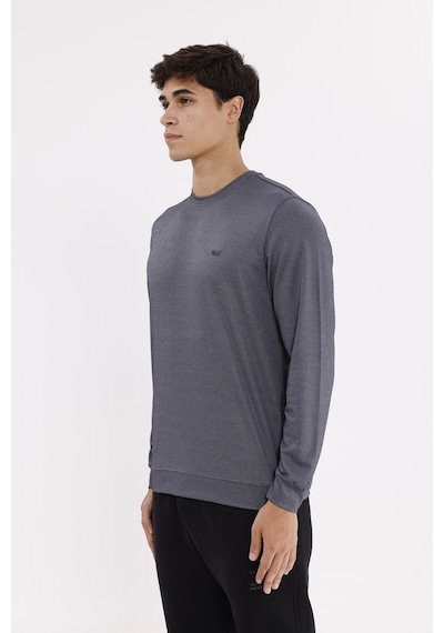 Rowinger Merserize Efektli Yumuşak Doku Ayarlanabilir Kapüşonlu Rahat Kalıp Kapüşonlu Sweatshirt Navyblue