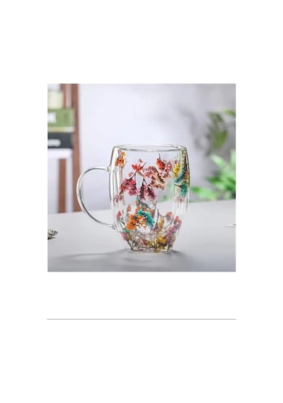 Organik Çiçekli Borosilikat Bardak 350 Ml. Royaleks-brd-150 Bh Şeffaf