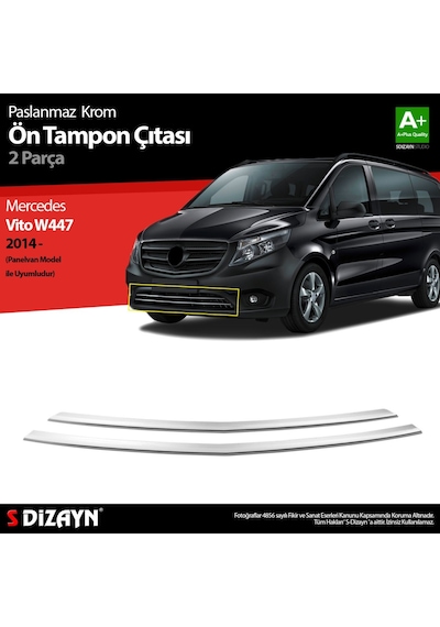 S-Dizayn  Mercedes Vito W447 Krom Ön Tampon Çıtası 2 Prç. 2014 Üzeri Panelv