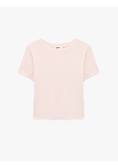 Koton Slim Fit Kısa Kollu Bisiklet Yaka Basic Tişört Pembe 6sak50400ek Gül