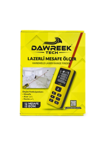 Dawreek Mesafe Ölçer E40 Yellow 80 Metre Dijital El Tipi Mesafe Ölçüm Cihazı