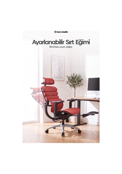 Rosso Ergonomik Çalışma Koltuğu - Kırmızı