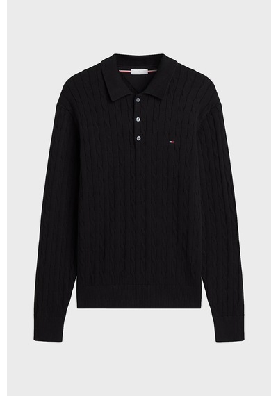 Tommy Hilfiger Örgü Desenli Triko Düğmeli Polo Yaka Kazak Erkek Kazak Mw0mw41955 Bds Siyah Tommy Hilfiger Örgü Desenli Triko Düğmeli Polo Yaka Kazak Erkek Kazak Mw0mw41955 Bds Siyah