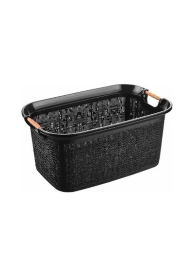 Woow Çamaşır Sepeti - Çamaşır Sepeti - Plastik Sepet 30 Lt - Siyah Siyah