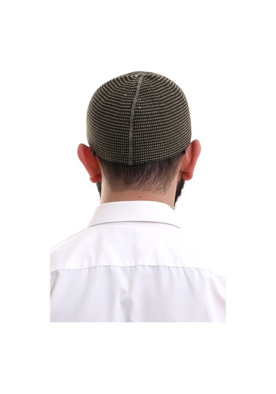 Açık Kahve Kışlık Nokta Desenli Orlon Namaz Takkesi Kahverengi