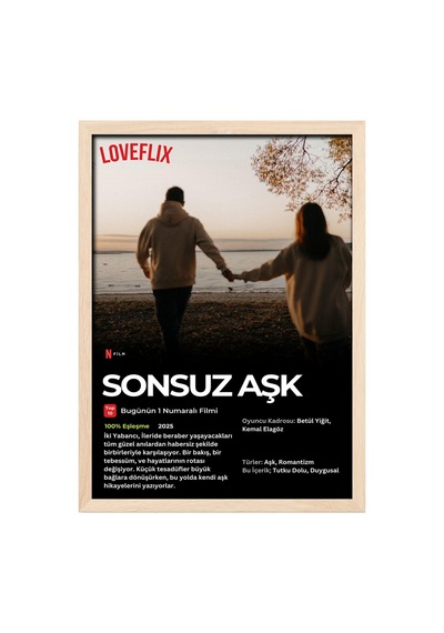 Sevgililer Günü Hediyesi - Sevgiliye Hediye - Kişiye Özel Netflix Film Poster Tasarım Tablo Ahşap 01