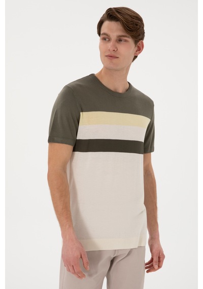 U.S. Polo Assn. Erkek Slim Fit Bisiklet Yaka Haki Tişört 50306459-VR027