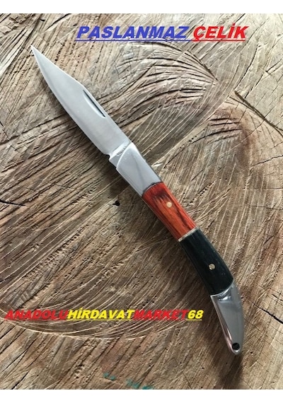 Özel Çelik Cep Bıçak El Yapımı Bıçak Avcı Kampçı Bıçağı Cep Bıçak Kahverengi