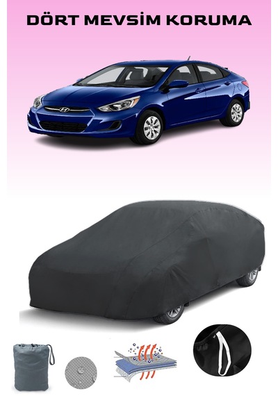 Siyah Hyundai Accent 2017 - 2021 Araba Brandası, Oto Örtüsü, Araba Çadırı Siyah