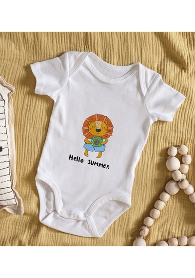 Bitmeyenkartus Bk Kids Hello Summer Tasarımlı Bebek Body Zıbın - Model 1 Çok Renkli
