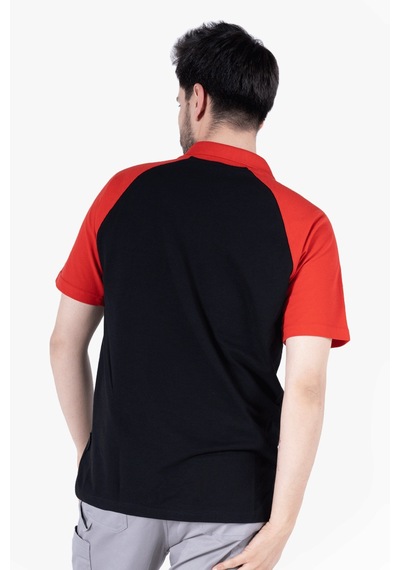 Polo Yaka Fermuarlı T-shirt Siyah - Kırmızı