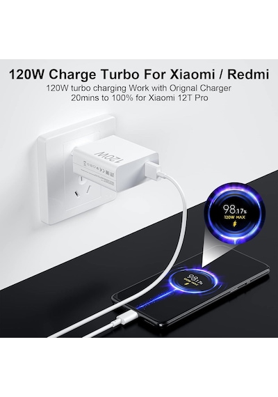 Apera MT24 Xiaomi Mi İle Uyumlu 120w Turbo Hızlı Şarj Aleti Kablo Dahil