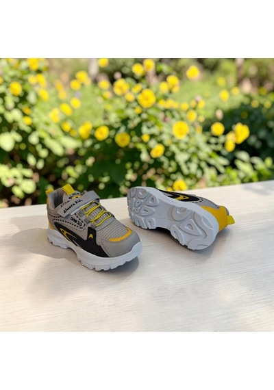 Almerakids Almera Kids 620 Buz Sarı Cırtlı Erkek Çocuk Spor Ayakkabı Gri