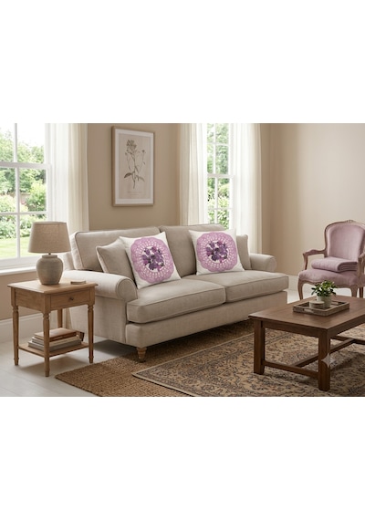 Kırlent 9 4'lü Dekoratif Kırlent Kılıfı Seti 45x45 Cm Kırmızı Çiçek Desenli Modern Salon Ve Koltuk Yastık Kılıfı Gizli Fermuarlı Çok Renkli