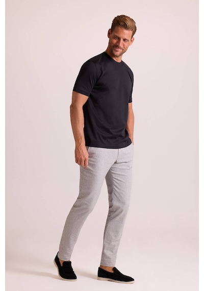 Erkek Siyah Regular Fit Merserize Pamuk T-shirt