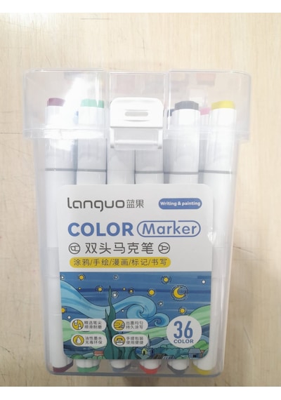Languo twinn çift uçlu marker kalem 36lı set özel kutusunda