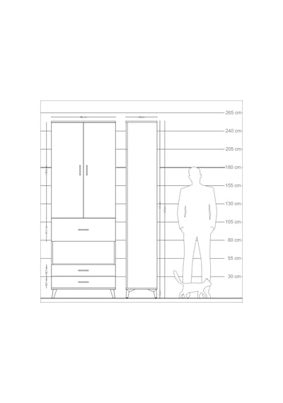 Arges Dolap 5 Raflı 3 Çekmeceli 2 Kapaklı 88x30x243 Antrasit-... Antrasit
