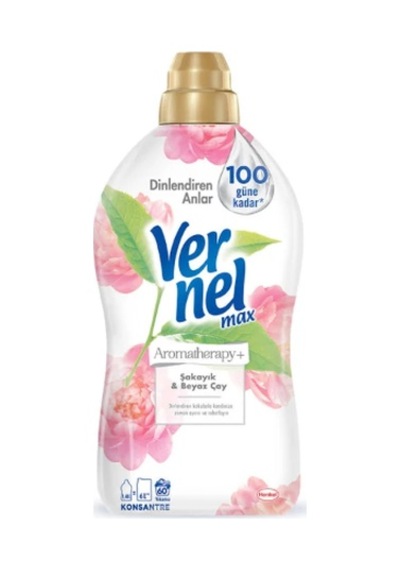 Vernel Max Aromatherapy Konsantre Çamaşır Yumuşatıcısı Şakayık & Beyaz Çay 2 x 1440 ML