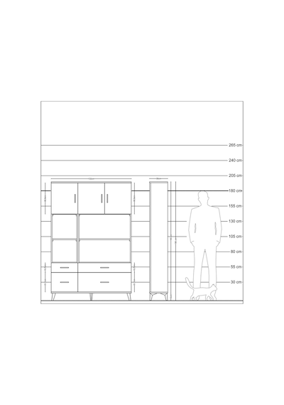 Arges Dolap 8 Raflı 4 Çekmeceli 3 Kapaklı 132x30x195 Antrasit... Antrasit
