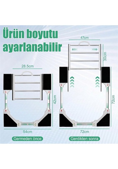 Sunup Sn-30986 Çamaşır Makinesi Ve Kurutma Makinesi İstifleme Seti - Kurutma Makinesi Önü Çamaşır Katlama Çekmecesi Aparatı Askılıklı Gri