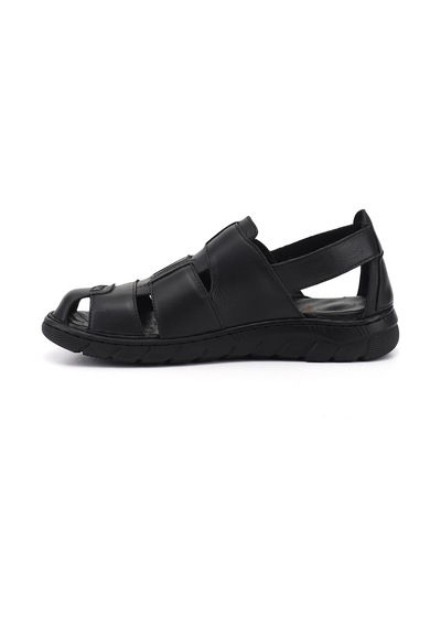 Gönderi(R) Gönderi R Erkek Siyah Cırtlı Hakiki Deri Comfort Sandalet Dyma83242832