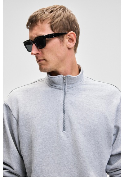 Grımelange NESTOR Erkek Relaxed Fit Dik Yakalı Yarım Fermuarlı Uzun Kollu Grimelanj Sweatshirt