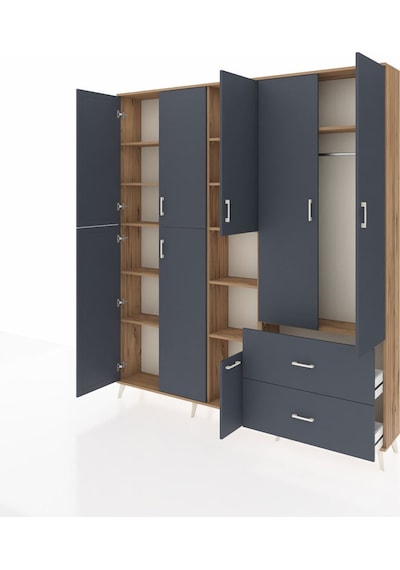 Arges Dolap 12 Raflı 2 Çekmeceli Tek Askılı 220x30x243 Çam-antrasit/antrasit Antrasıt/antrasıt Arges Dolap 12 Raflı 2 Çekmeceli Tek Askılı 220x30x243 Çam-antrasit/antrasit Antrasıt/antrasıt