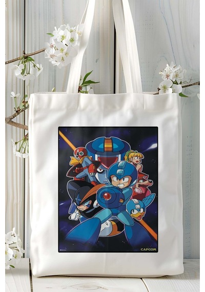 Art Hediye Megaman Oyun Baskılı Omuz Çanta Kişiye Özel Model 8 Çok Renkli