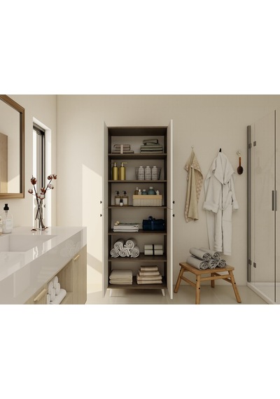 Vadi Çok Amaçlı Banyo/kiler Dolabı Antrasitmeşe-beyaz Renk Beyaz
