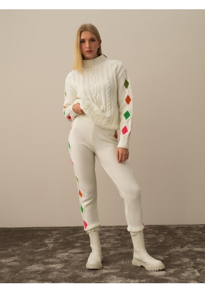 Xint Kırık Beyaz Lüks Pamuk Dokulu Oversize Pantolon 850934