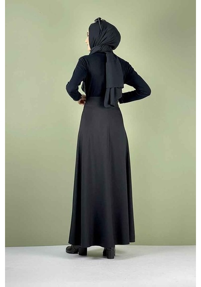 İbrahim Burak Etiler Collection Moda Çizgi Etek Siyah