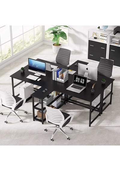 Zizuva  Zizuva Tasarım Kitaplıkla Bölmeli Modern 2 Kişilik Çalışma Masa  (541151256)