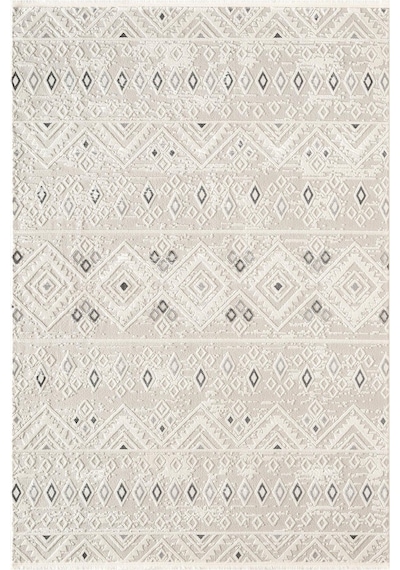 Cotto Motto Tt008a Krem Halı Modern Geometrik Desen Pamuk Taban Yıkanabilir Salon Mutfak Halısı