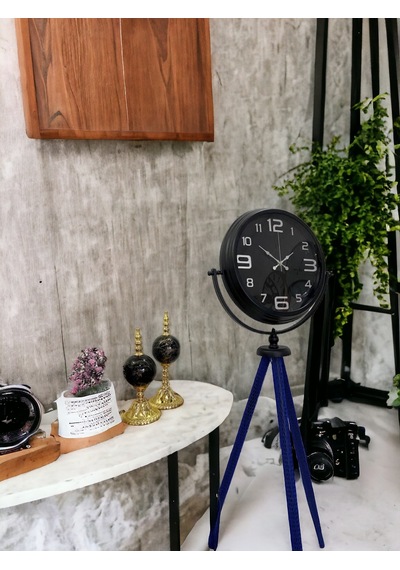 Siyah Metal Ofis Salon Otel Ayaklı Seyyar Saati Yükseklik 150 Cm Siyah