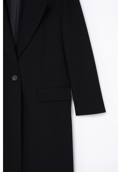 Kadın Siyah Oversize Uzun Ceket Siyah