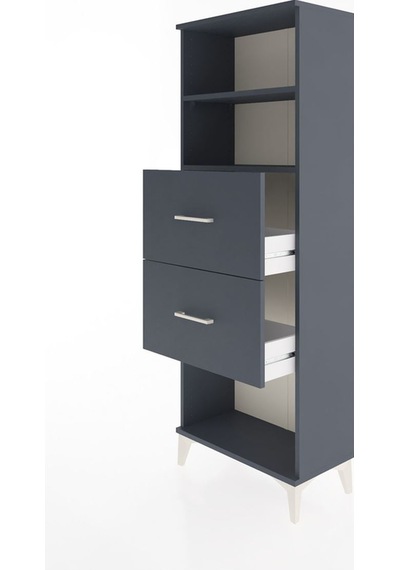 Arges Dolap 2 Raflı 2 Çekmeceli 60x30x163 Antrasit-antrasit Antrasit