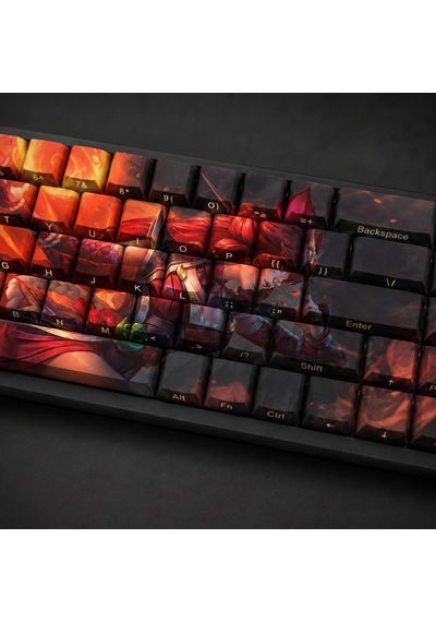 Özel Lol Foxfire Ahri 68 Tuş Pbt Cherry Profil Boya Süblimasyon Yan Gravürlü Mekanik Klavye Keycaps Seti