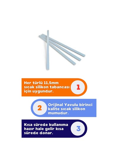 Silikon Mum Sıcak Silikon Cubuk Silikon Sıcak Silikon Ucu Mum Silikon 5 Ad. 11,5 Mm Kalın Silikon