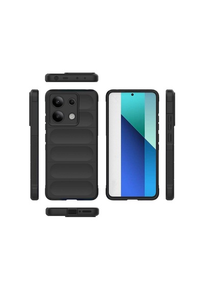 Xiaomi Redmi Note 13 4g Kılıf Kamera Korumalı Esnek Silikon Parmak Şeritli Celikaksesuar Kırmızı