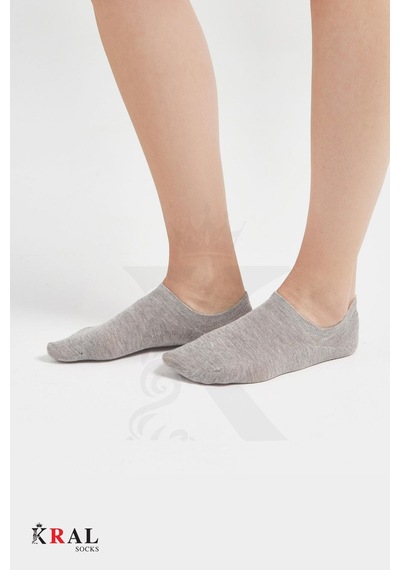 Kral Socks Kadın Pamuklu Terletmez 10'lu - 10 Çift Yazlık Görünmez Çorap Gri