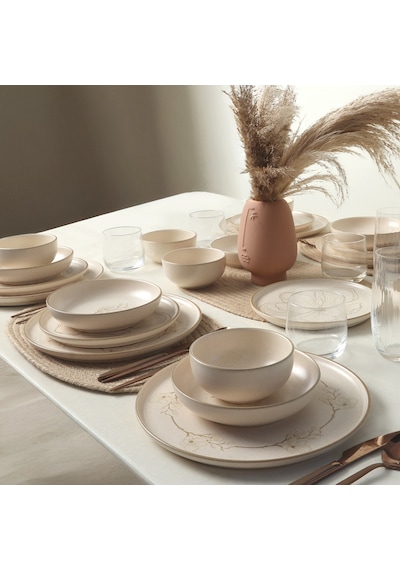 Keramika Taupe Bloom Nordıc Yemek Takımı 24 Parça 6 Kişilik 22519-20-28-29 Kahverengi