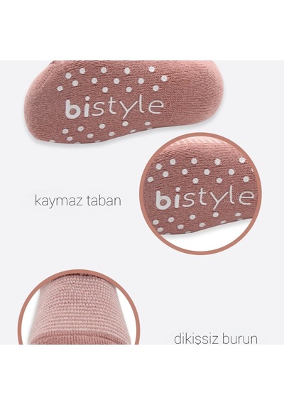 Bistyle Çemberli Kaymaz Havlu Soket Çorap 2'li Bs10503 Pudra Pembe Pudra Pembe Pudra - Pembe