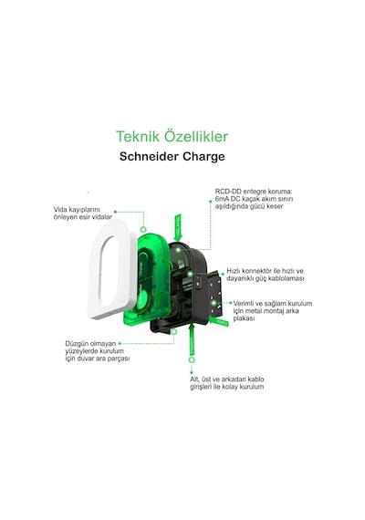 Schneıder Schneider Charge Evh5a22n2s Elektrikli Araç Şarj İstasyonu 22kw T2s 16/32a Duvar Tipi