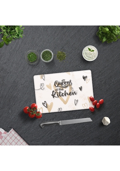 Cam Kesme Tahtası|Queen Of The Kitchen Love|20cm x 30cm